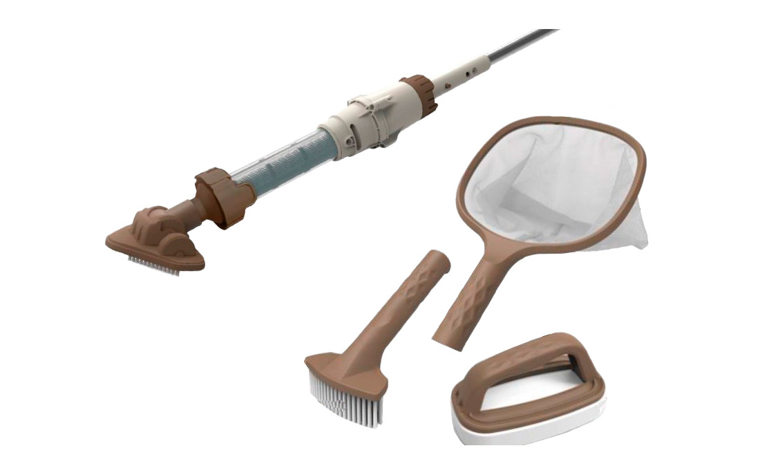 Kit de spa Boreal con aspirador inalámbrico, cepillo, red de recogida y esponja