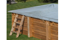 Cubierta de invierno de PVC para piscina de lujo de madera rectangular-9