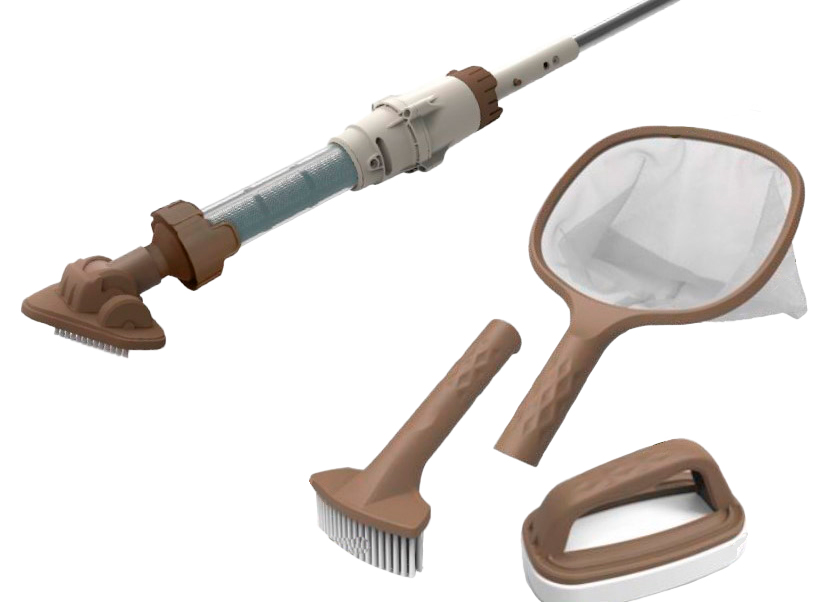 Kit de spa Boreal con aspirador inalámbrico, cepillo, red de recogida y esponja